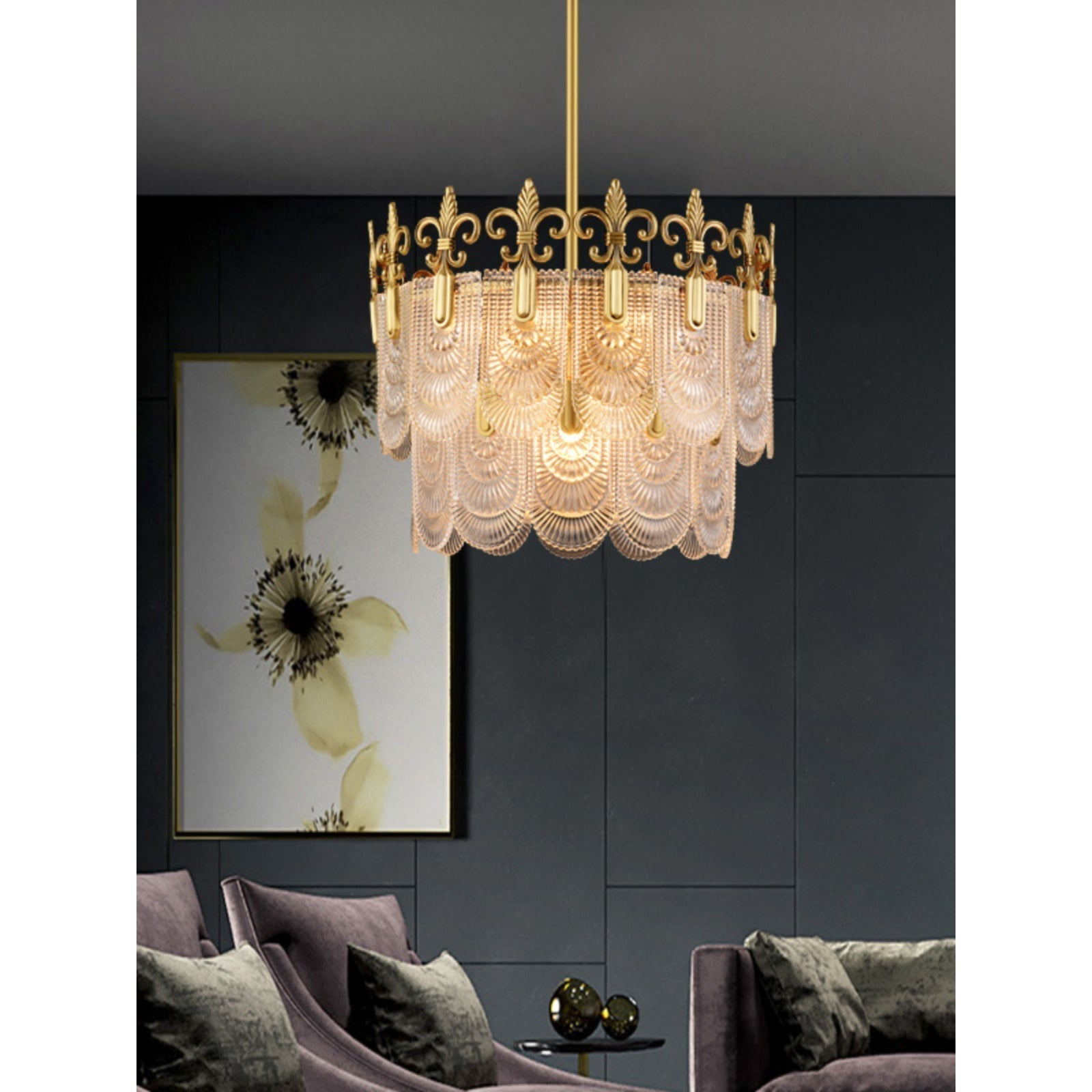 Cashaor Postmoderner Luxus Messing Glas Kronleuchter-Letslighting