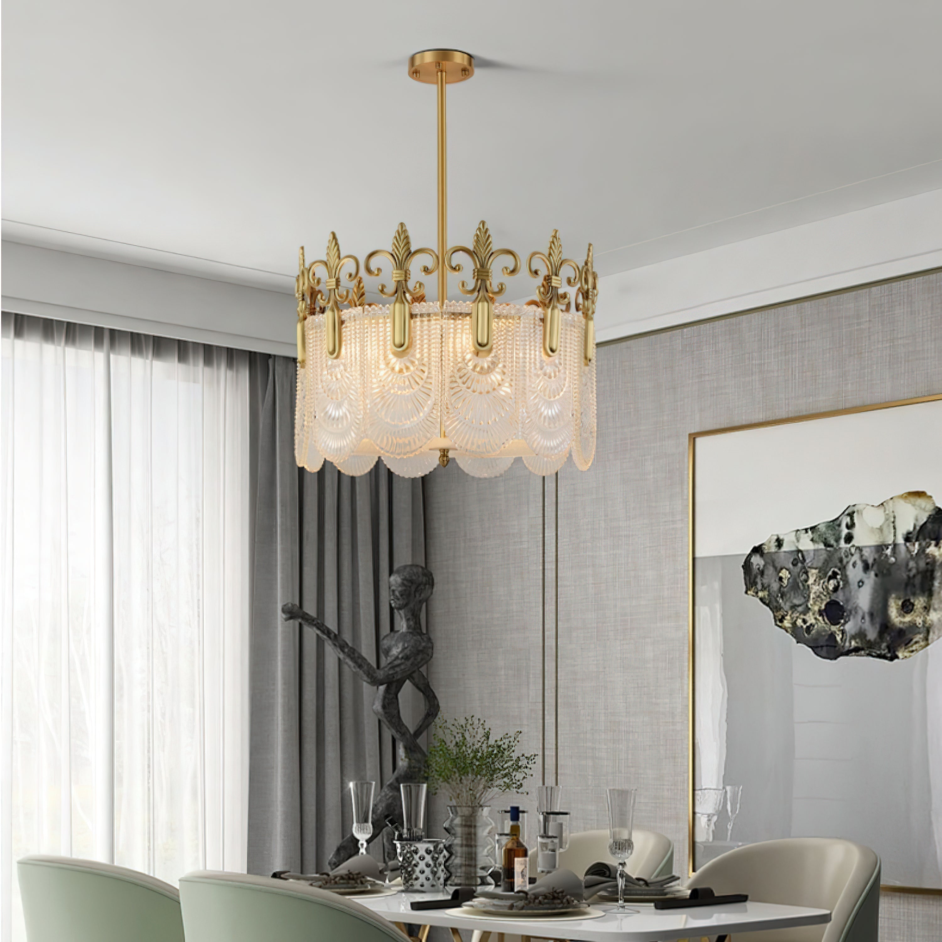 Cashaor Postmoderner Luxus Messing Glas Kronleuchter-Letslighting