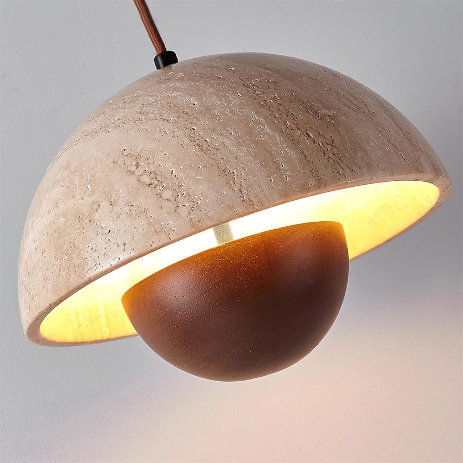 Ritta Travertine Pendant Lamp Wood - Letslighting