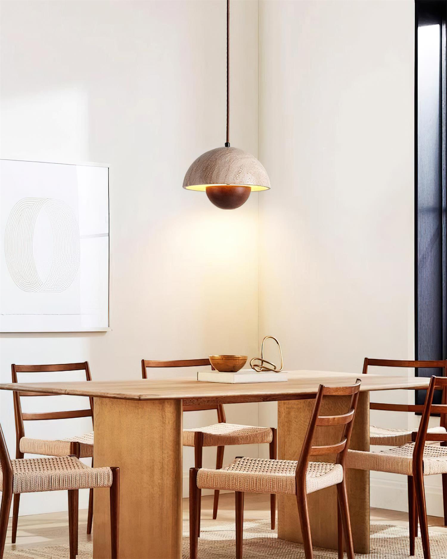 Ritta Travertine Pendant Lamp Wood - Letslighting