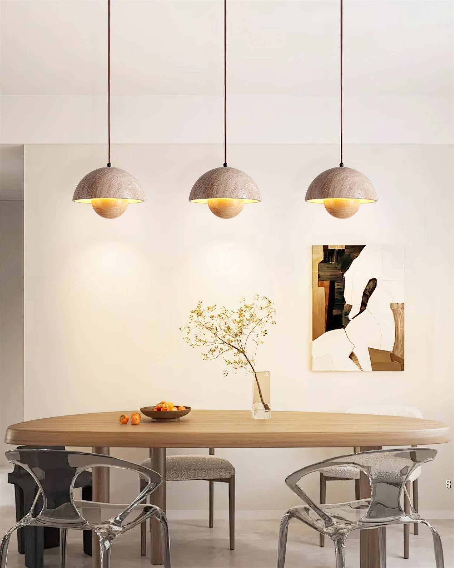 Ritta Travertine Pendant Lamp Wood - Letslighting
