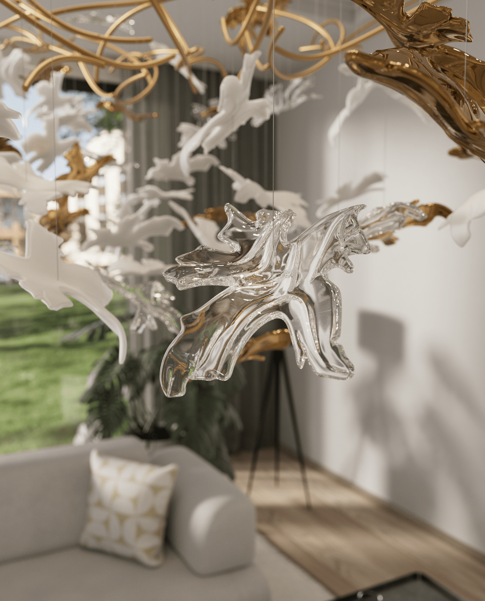 Arinan Kronleuchter aus Floralem Glas-Letslighting
