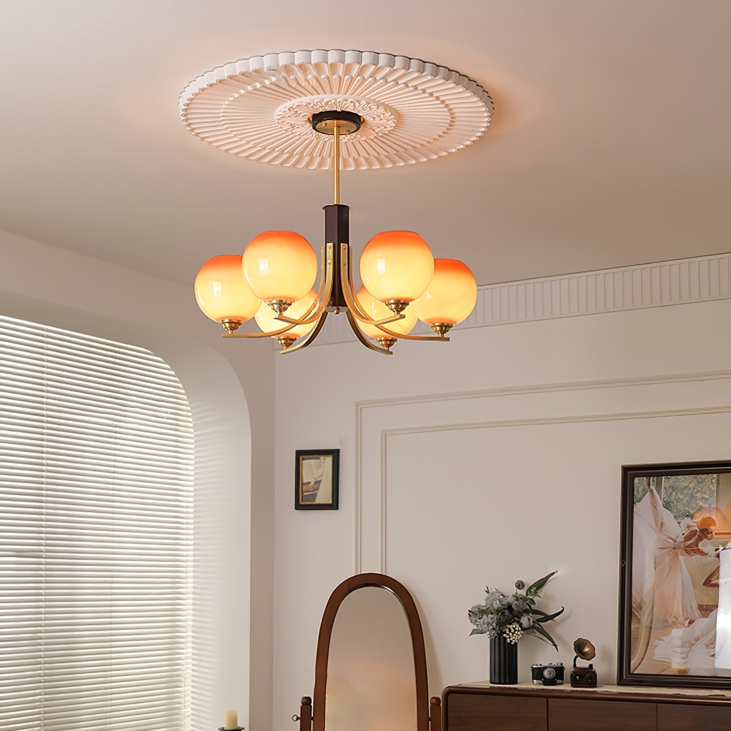 Aurora Kronleuchter Vintage Karamell Globus-Letslighting