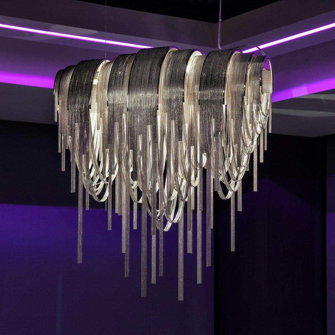 Lustra Kronleuchter Geschichtete Kette Nickel Luxus-Letslighting