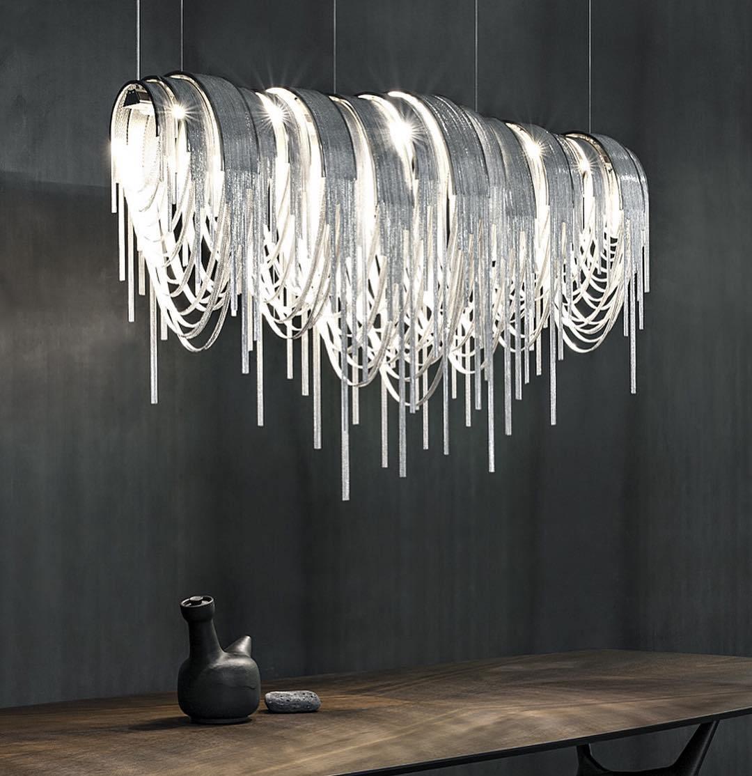 Lustra Kronleuchter Geschichtete Kette Nickel Luxus-Letslighting