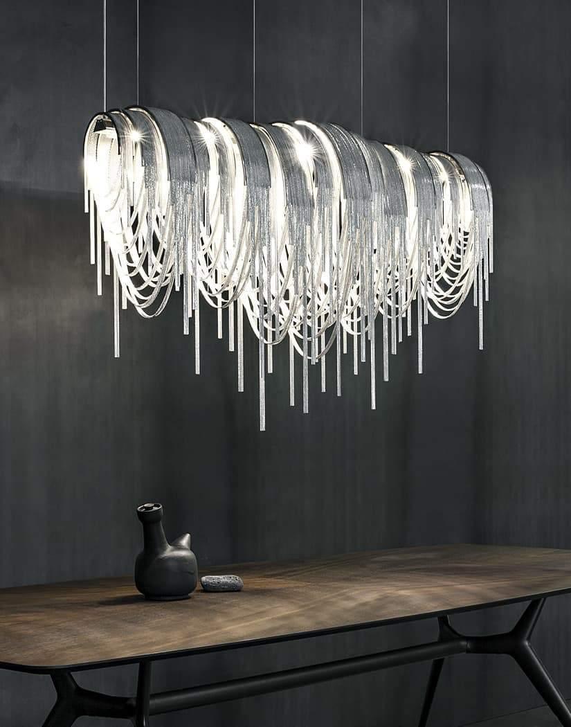 Lustra Kronleuchter Geschichtete Kette Nickel Luxus-Letslighting
