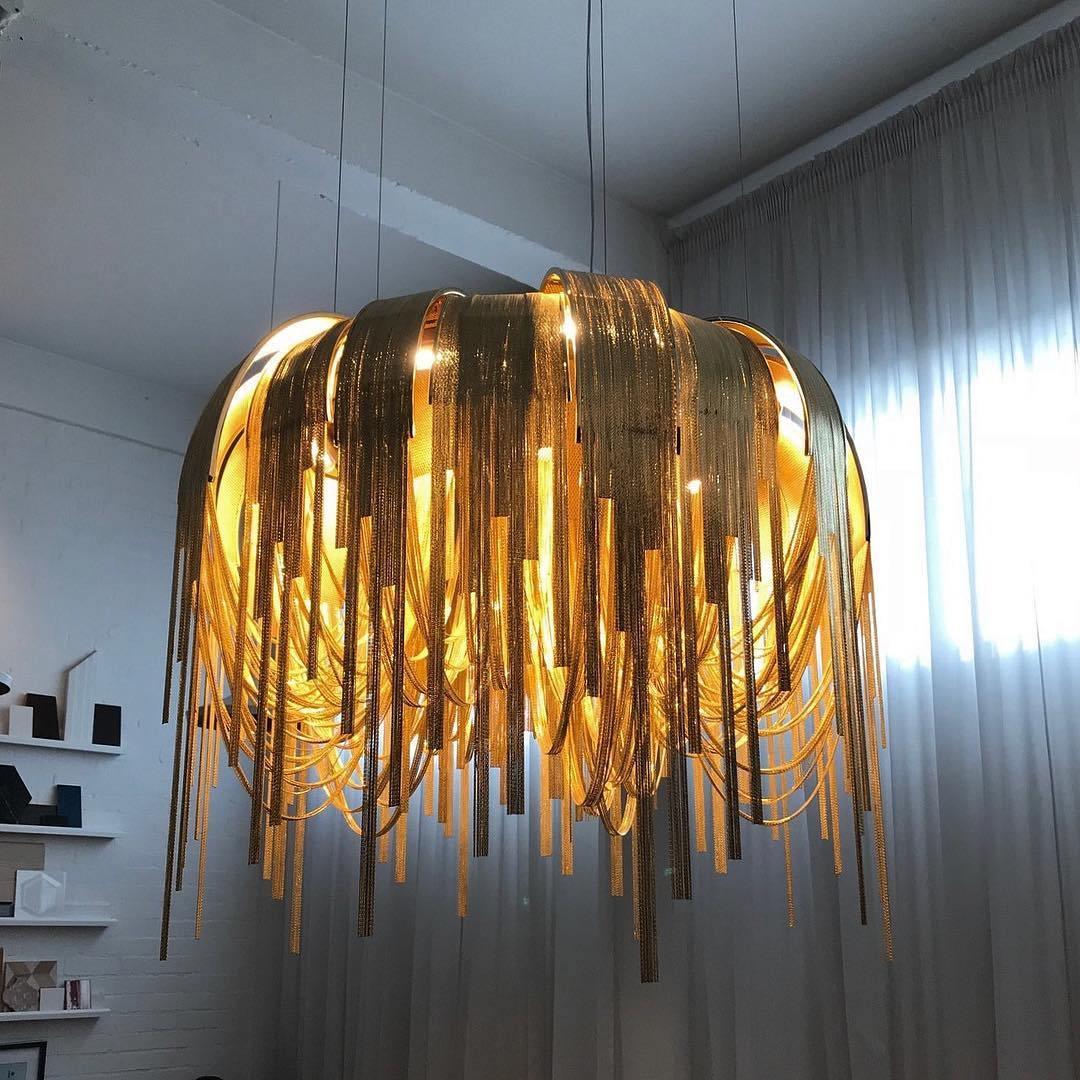 Lustra Kronleuchter Geschichtete Kette Nickel Luxus-Letslighting