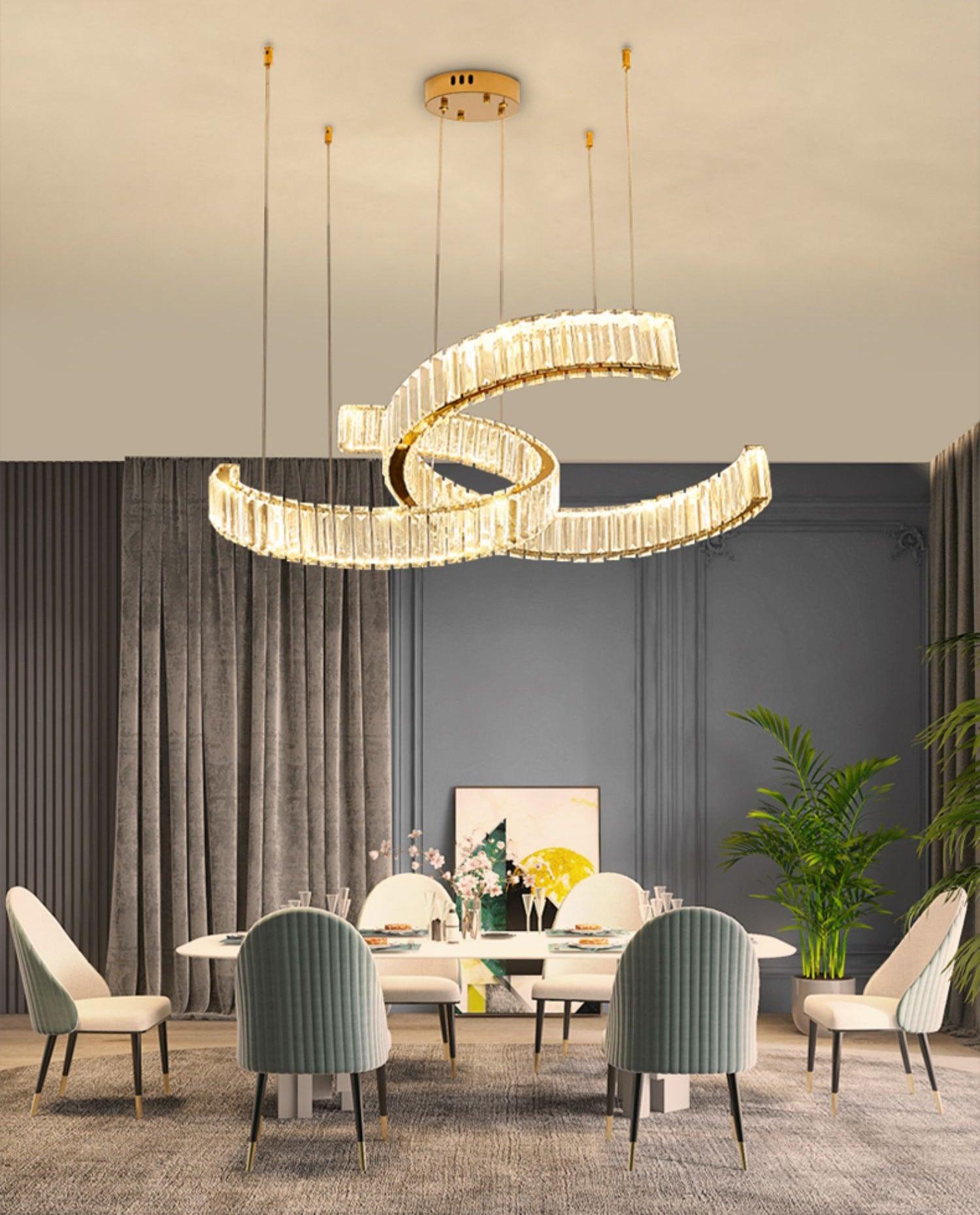 Lustra Kronleuchter Spirale Kristall Gold Glam-Letslighting