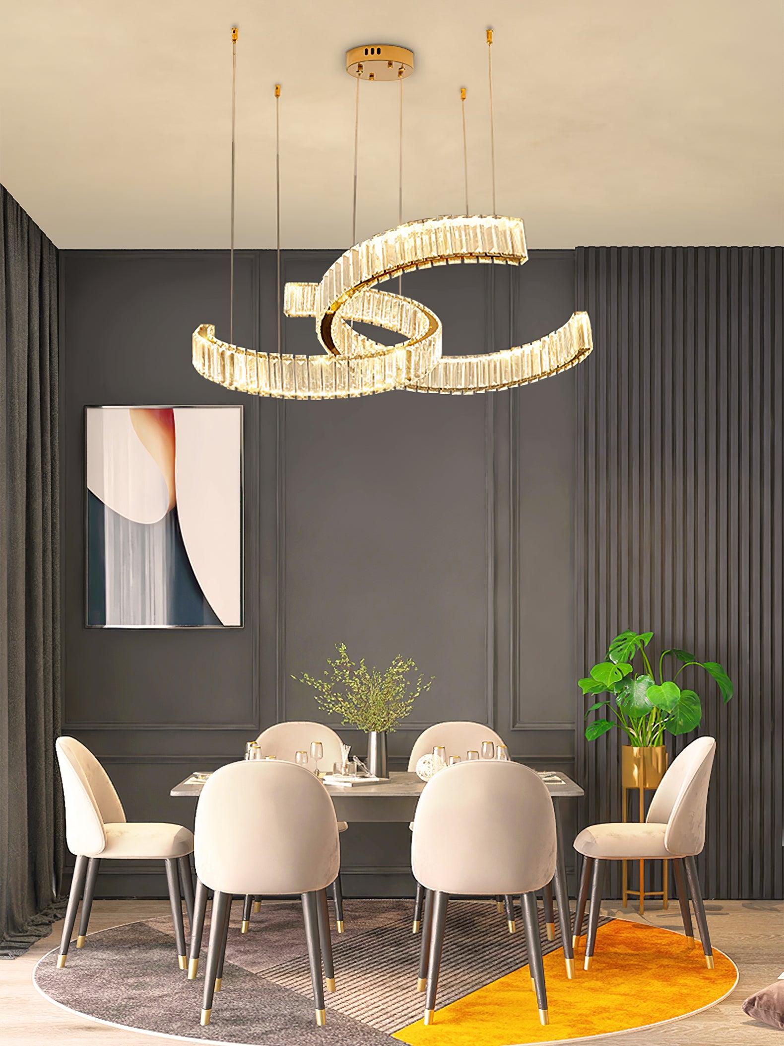 Lustra Kronleuchter Spirale Kristall Gold Glam-Letslighting