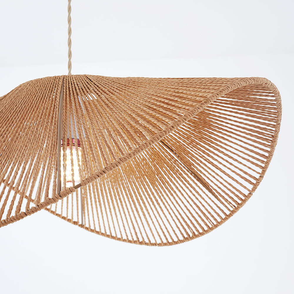 Muto Twine Modern LED Pendelleuchte Braun/Beige Durchmesser Metall/Rattan Schlafzimmer