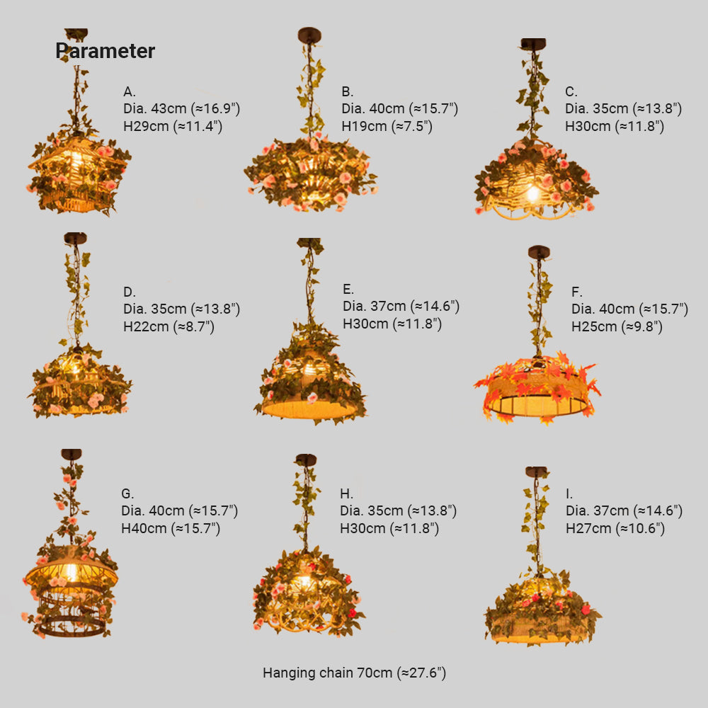 Valentina Retro LED Pendelleuchte Rattan Restaurant Schlafzimmer