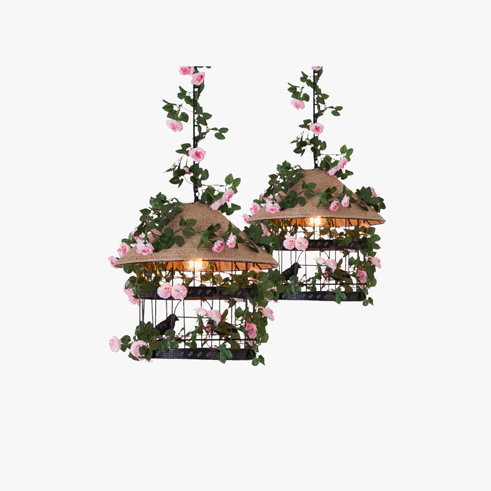 Valentina Retro LED Pendelleuchte Rattan Restaurant Schlafzimmer