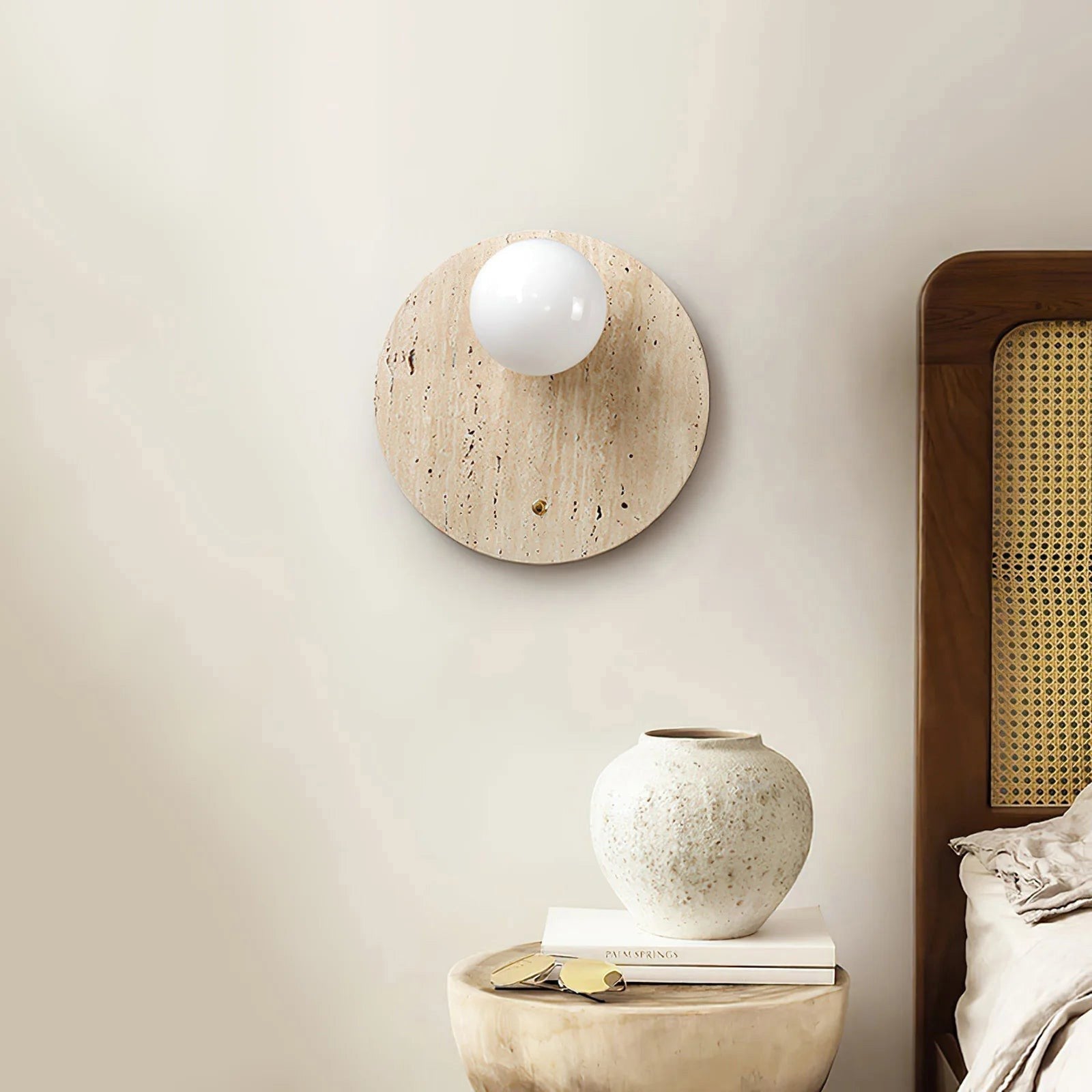 Alcareth Modern Minimalist Wabi Travertine Wall Lamp - Letslighting