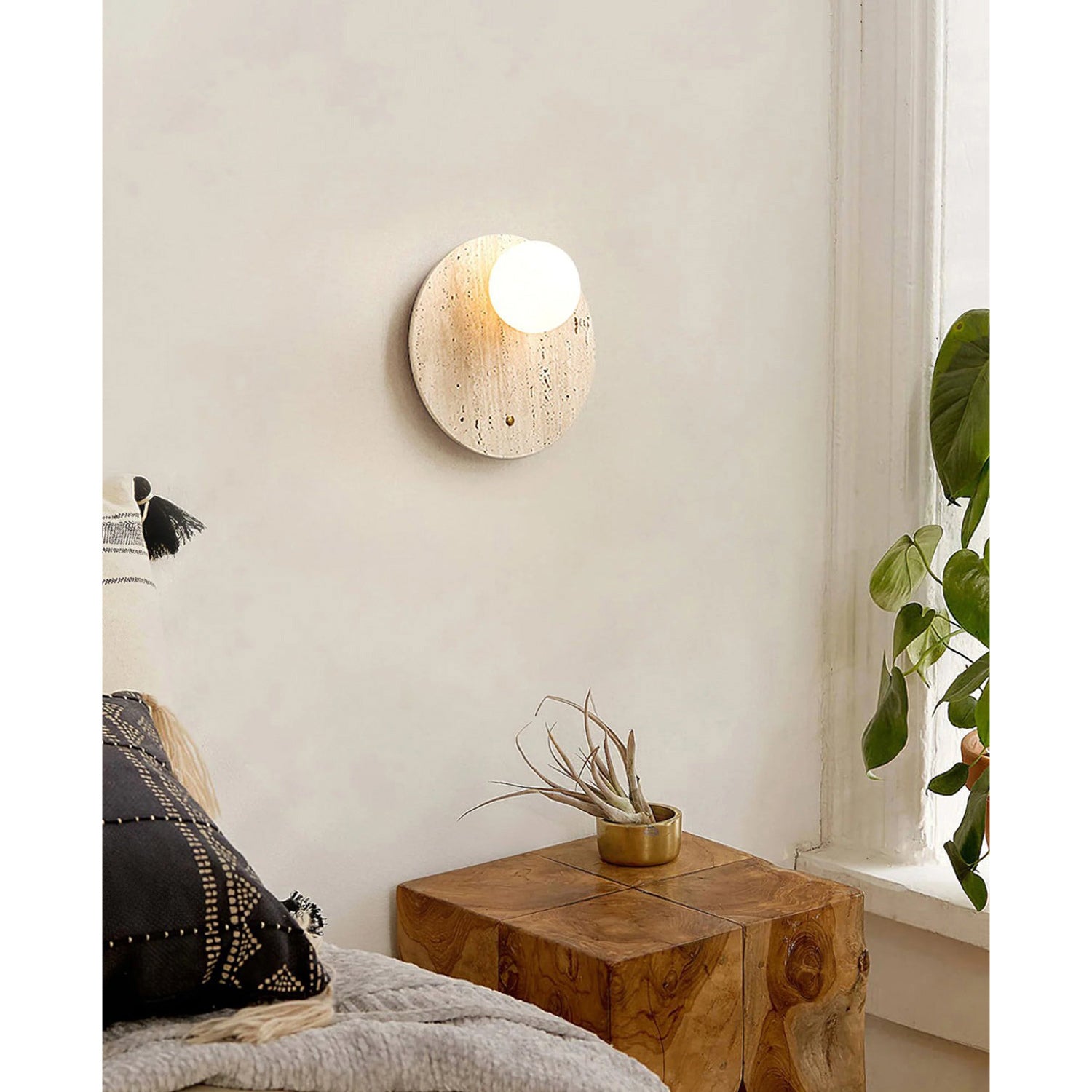 Alcareth Modern Minimalist Wabi Travertine Wall Lamp - Letslighting
