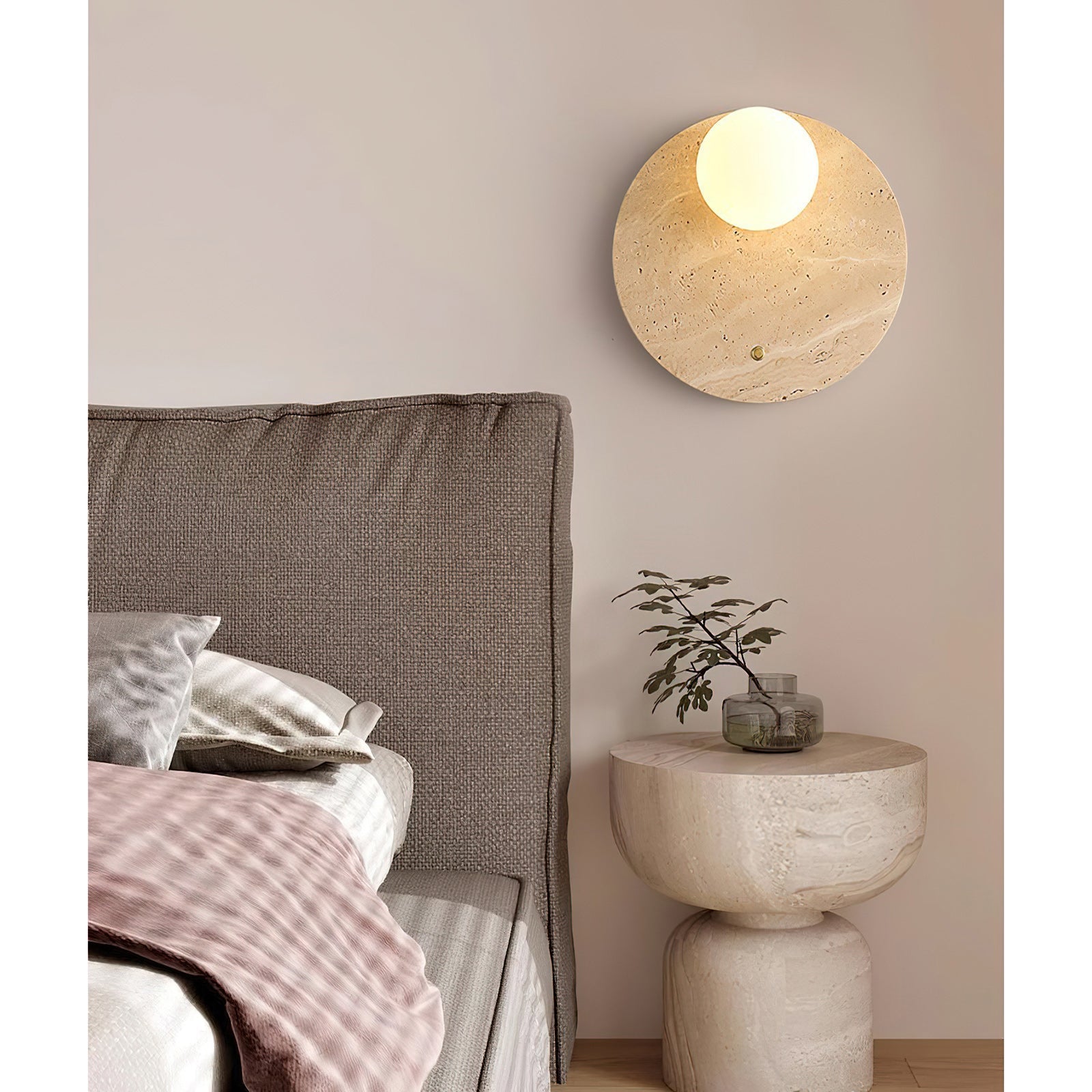 Alcareth Modern Minimalist Wabi Travertine Wall Lamp - Letslighting