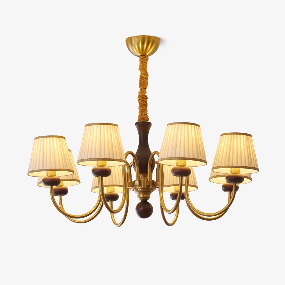 Erthaos Traditionelle Eleganz Falten Stoff Holz Kronleuchter-Letslighting