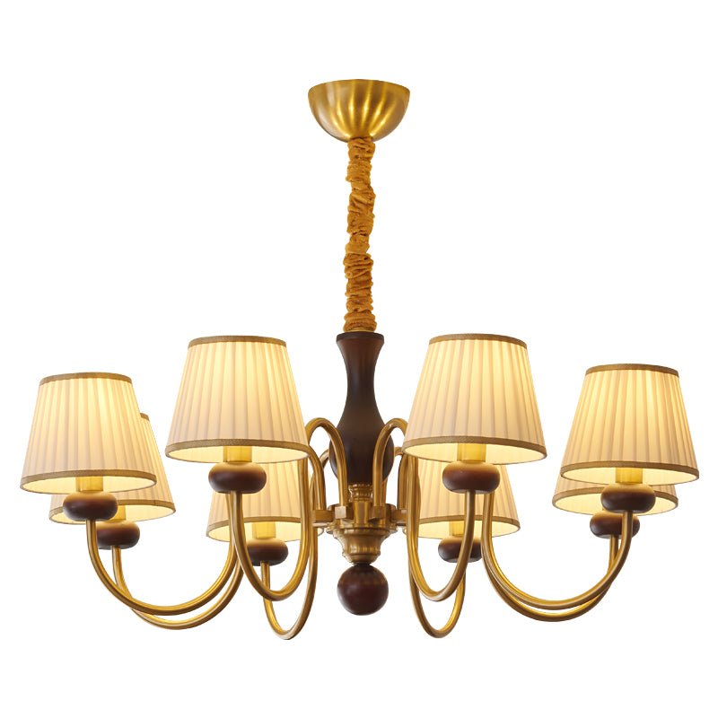Erthaos Traditionelle Eleganz Falten Stoff Holz Kronleuchter-Letslighting