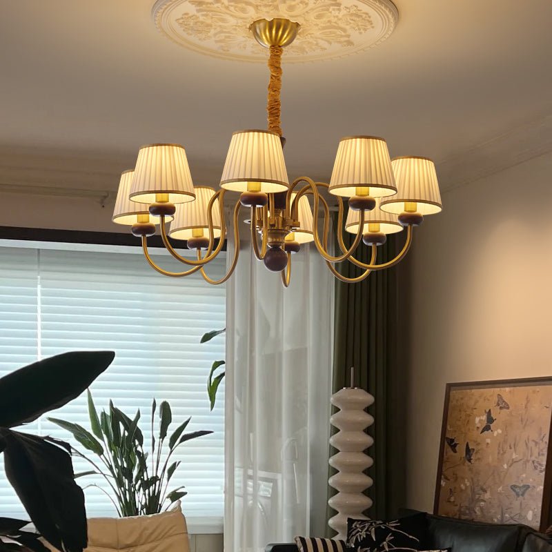 Erthaos Traditionelle Eleganz Falten Stoff Holz Kronleuchter-Letslighting