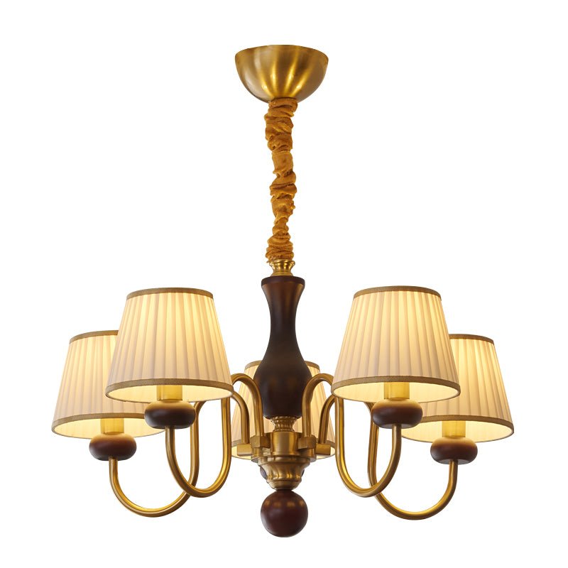 Erthaos Traditionelle Eleganz Falten Stoff Holz Kronleuchter-Letslighting