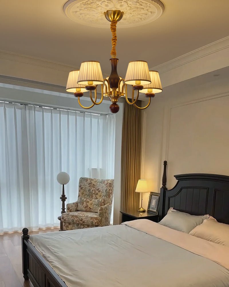Erthaos Traditionelle Eleganz Falten Stoff Holz Kronleuchter-Letslighting