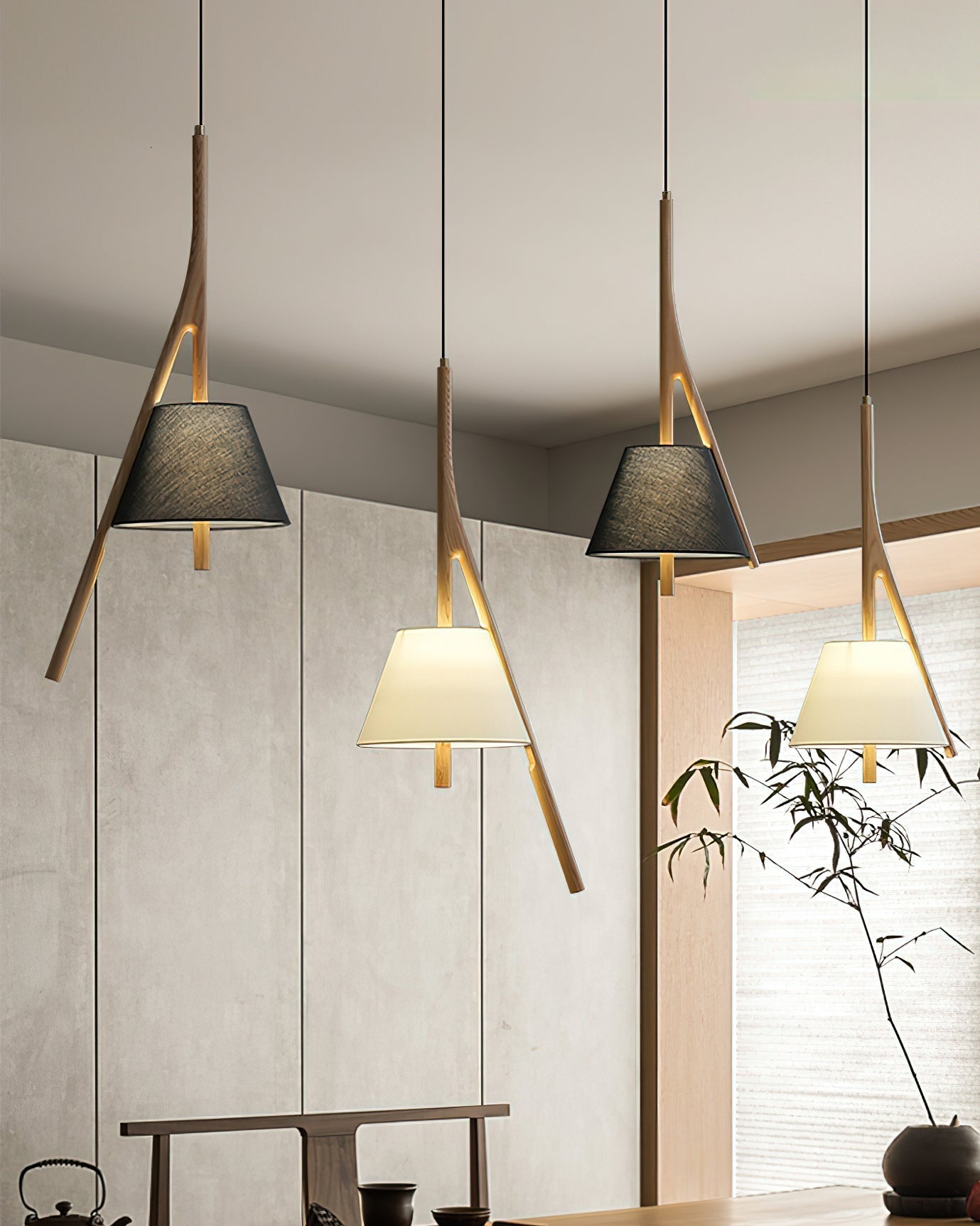 Zovenarae Dreieckige Pendelleuchte aus Holz-Letslighting