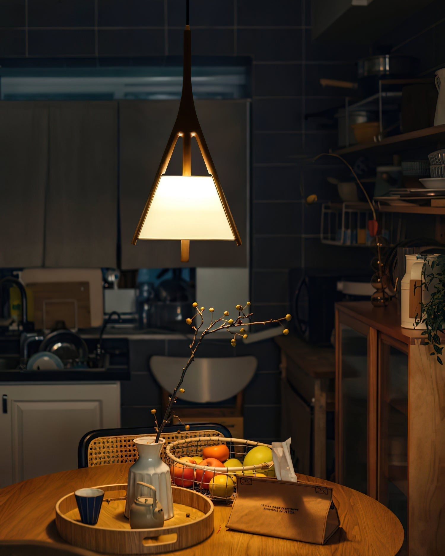 Zovenarae Dreieckige Pendelleuchte aus Holz-Letslighting
