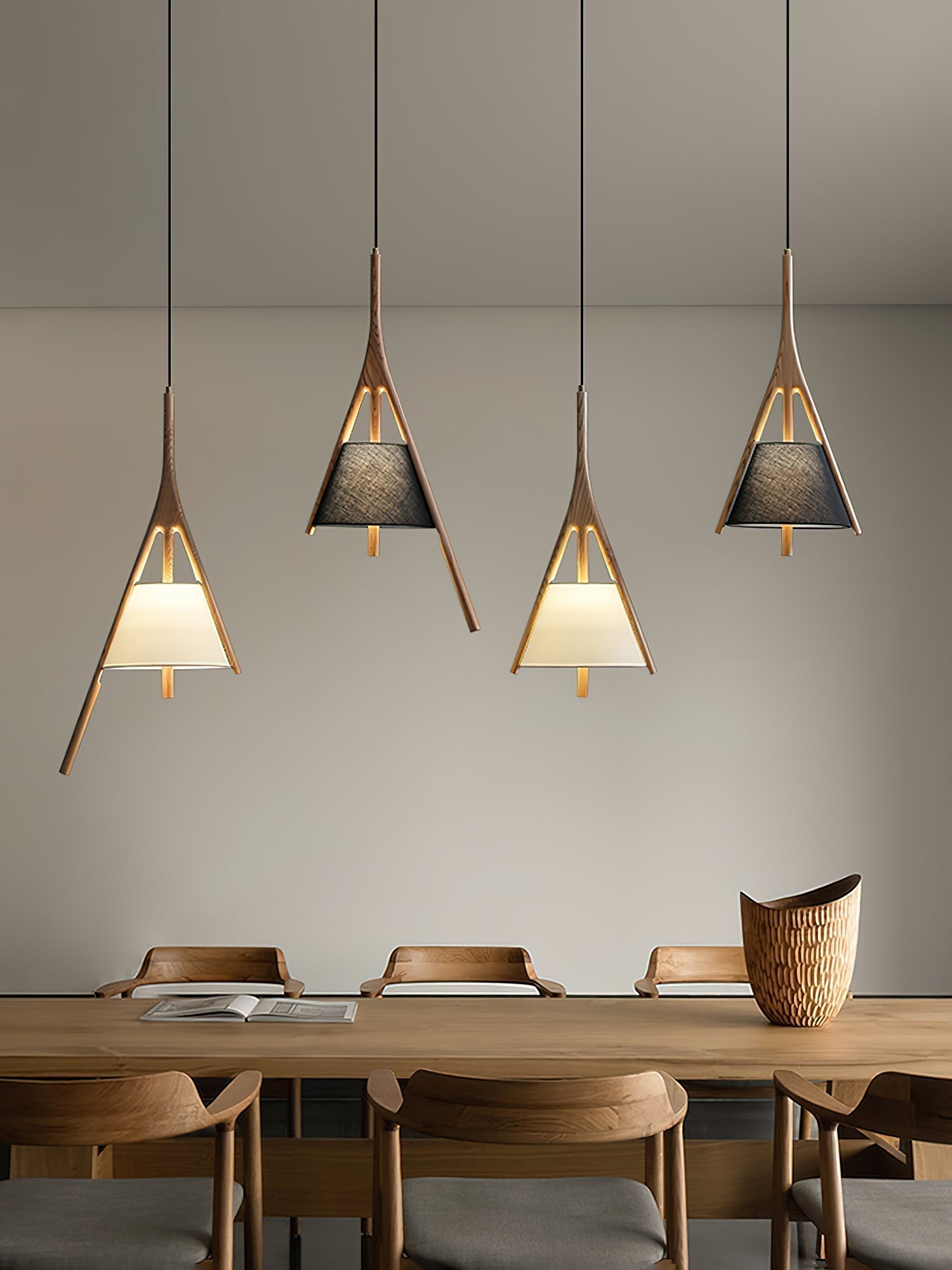 Zovenarae Dreieckige Pendelleuchte aus Holz-Letslighting