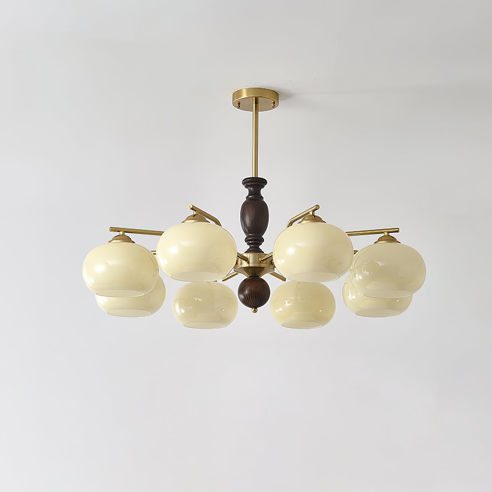 Aurora Kronleuchter Walnuss Beige Orb-Letslighting