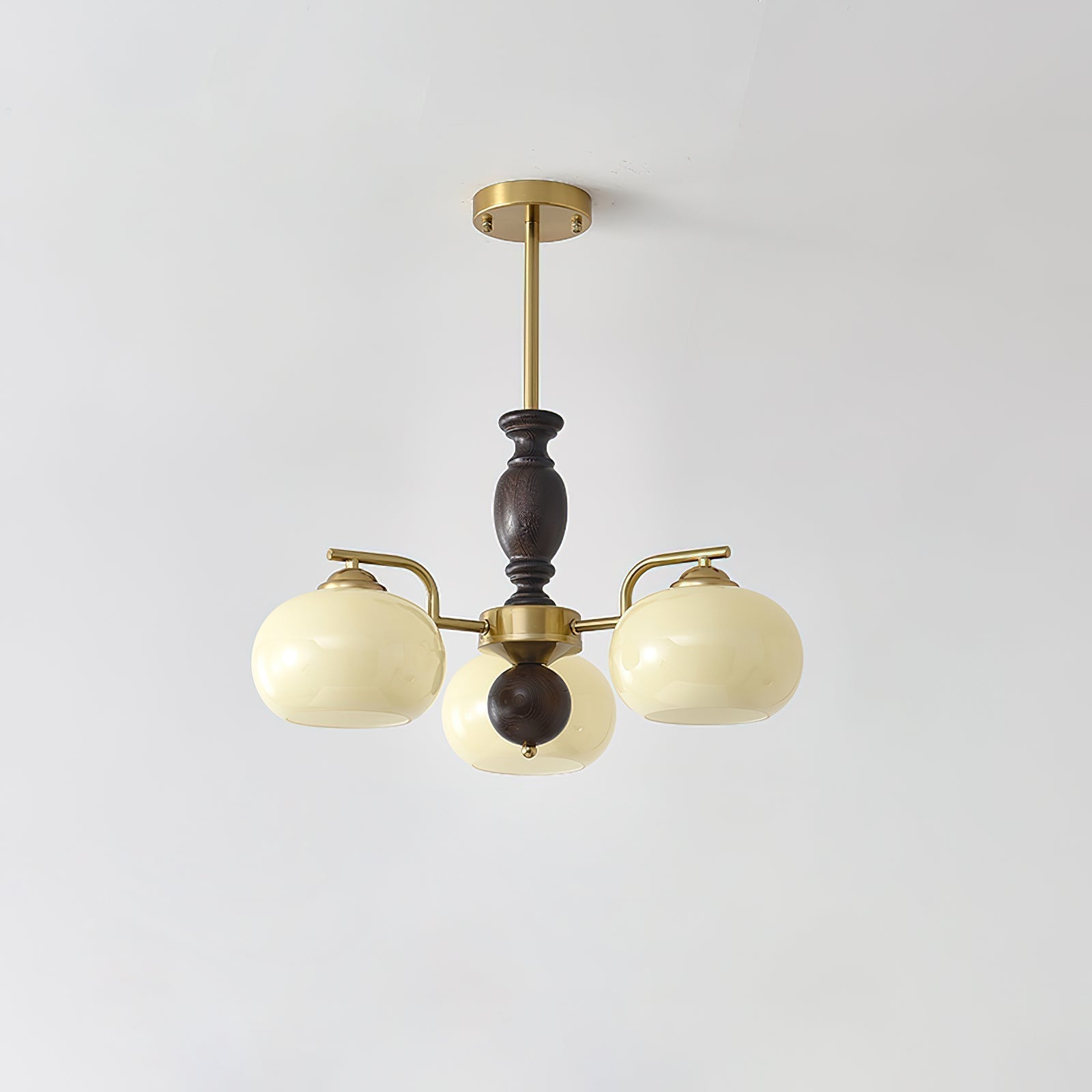 Aurora Kronleuchter Walnuss Beige Orb-Letslighting