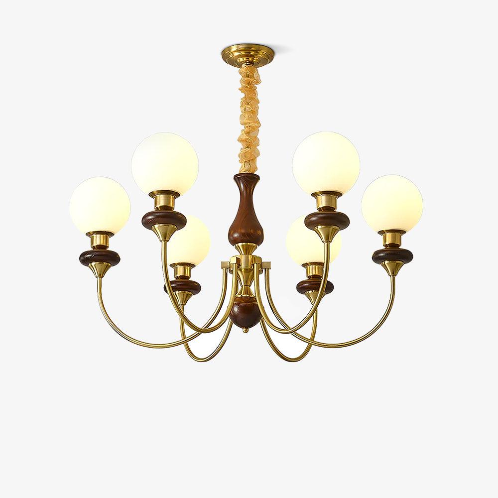 Lustra Kronleuchter Retro Messing Walnuss Glas-Letslighting