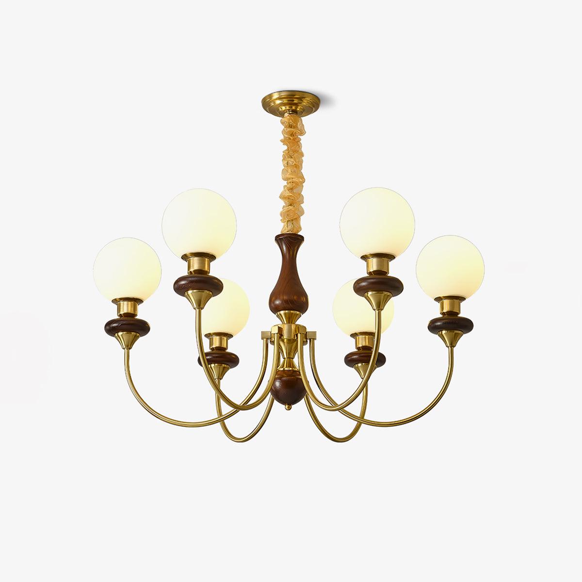 Lustra Kronleuchter Retro Messing Walnuss Glas-Letslighting