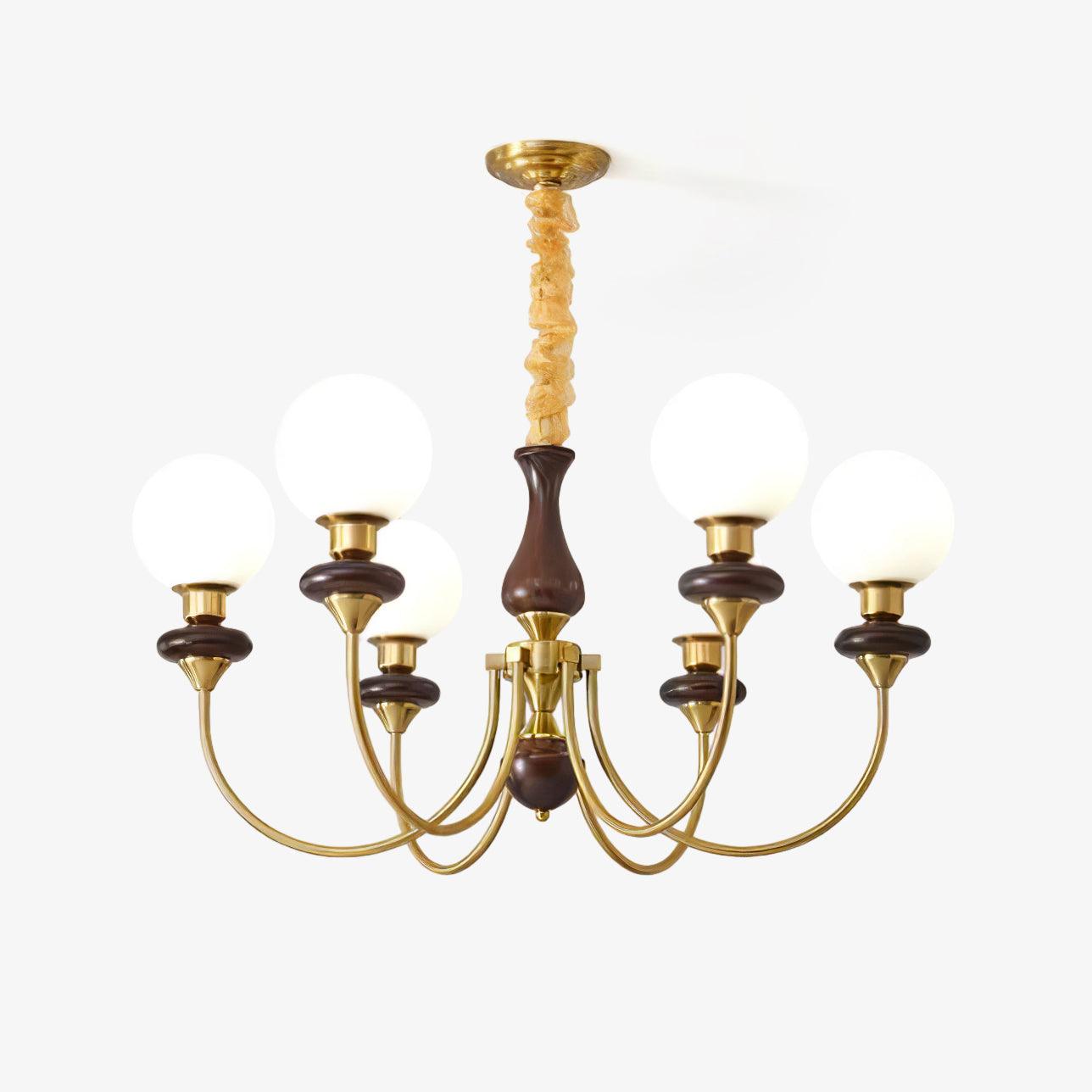Lustra Kronleuchter Retro Messing Walnuss Glas-Letslighting