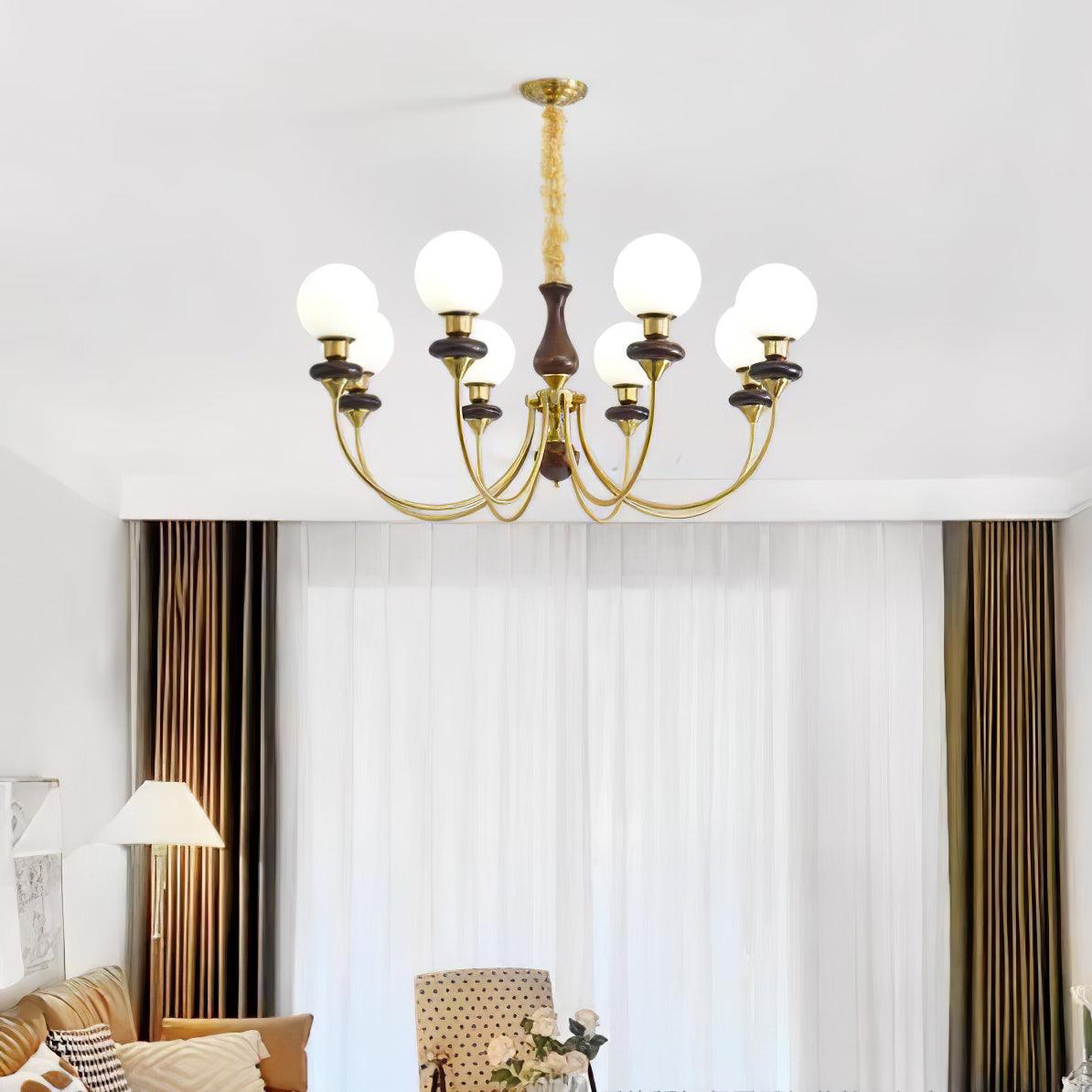 Lustra Kronleuchter Retro Messing Walnuss Glas-Letslighting