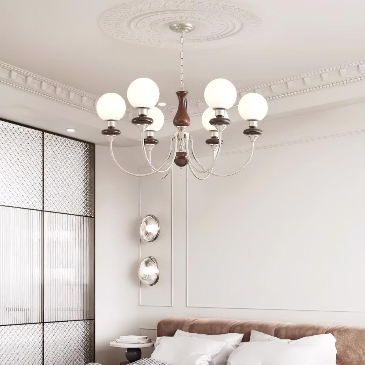 Lustra Kronleuchter Retro Messing Walnuss Glas-Letslighting