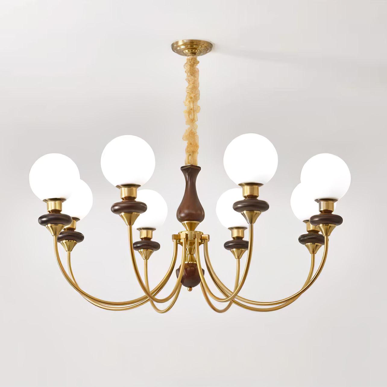Lustra Kronleuchter Retro Messing Walnuss Glas-Letslighting