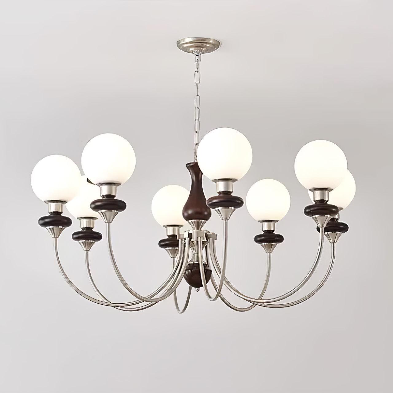 Lustra Kronleuchter Retro Messing Walnuss Glas-Letslighting