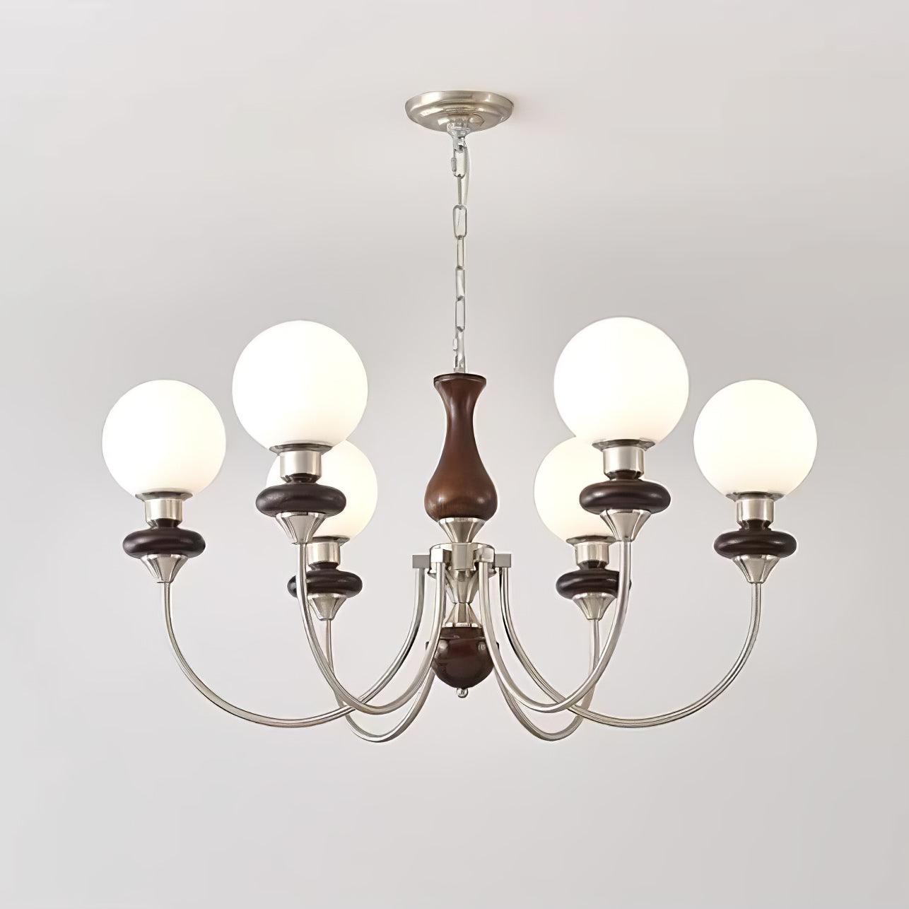 Lustra Kronleuchter Retro Messing Walnuss Glas-Letslighting