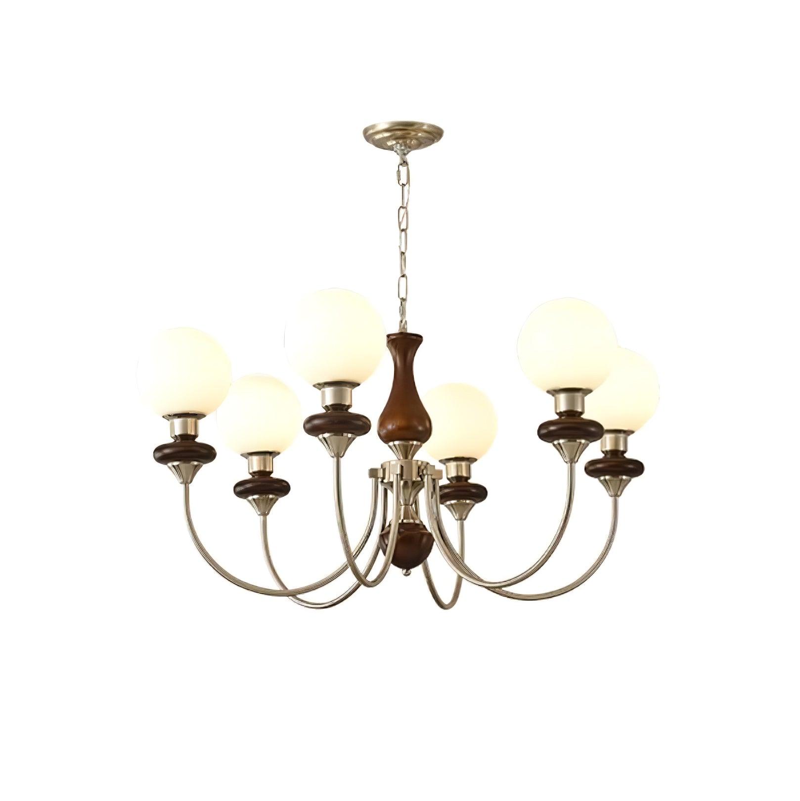 Lustra Kronleuchter Retro Messing Walnuss Glas-Letslighting