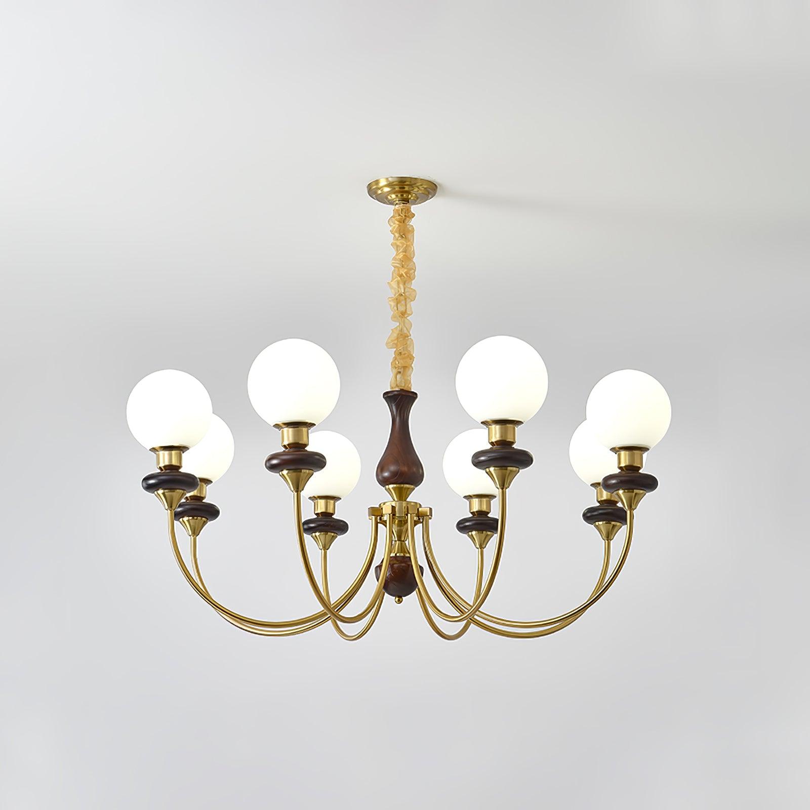 Lustra Kronleuchter Retro Messing Walnuss Glas-Letslighting