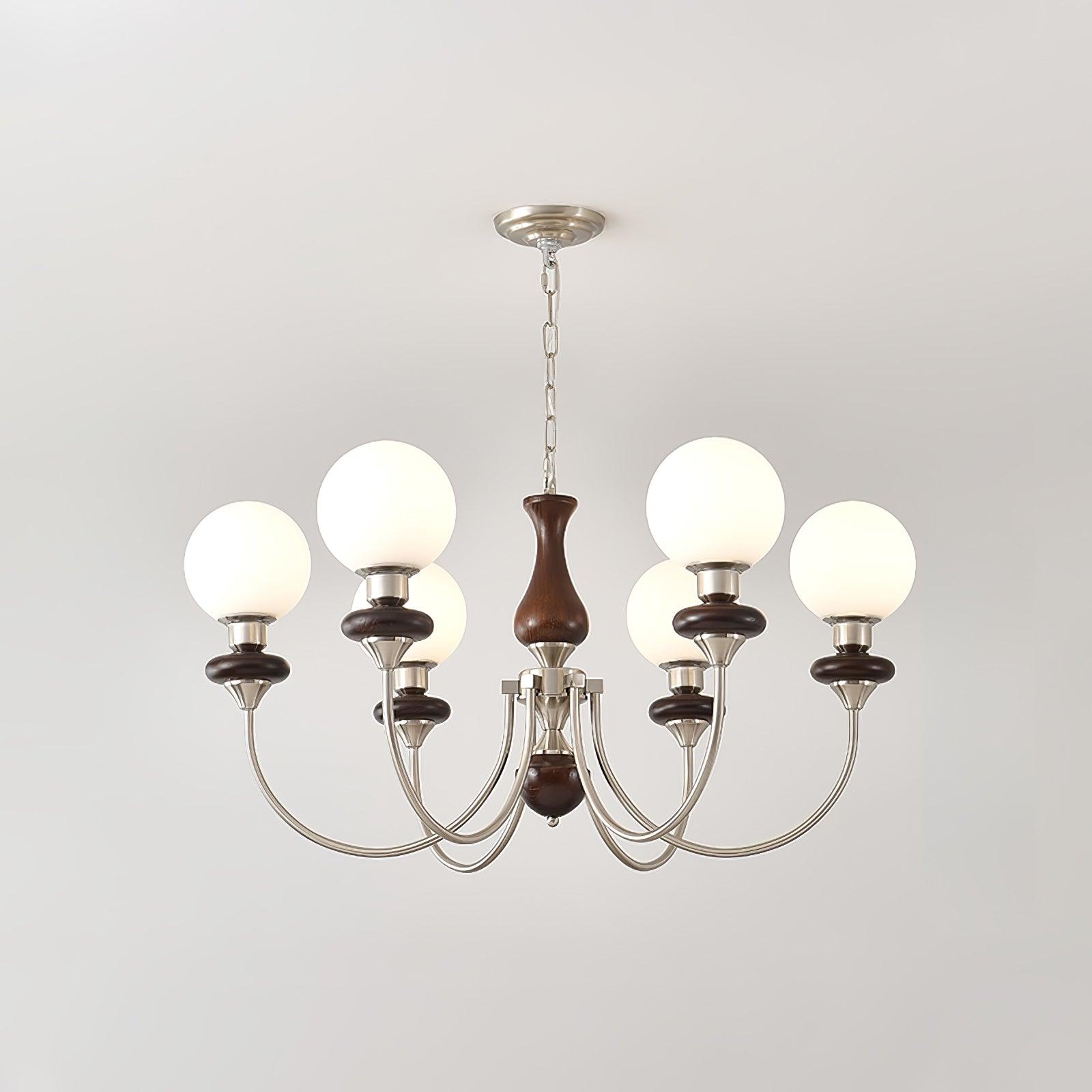 Lustra Kronleuchter Retro Messing Walnuss Glas-Letslighting