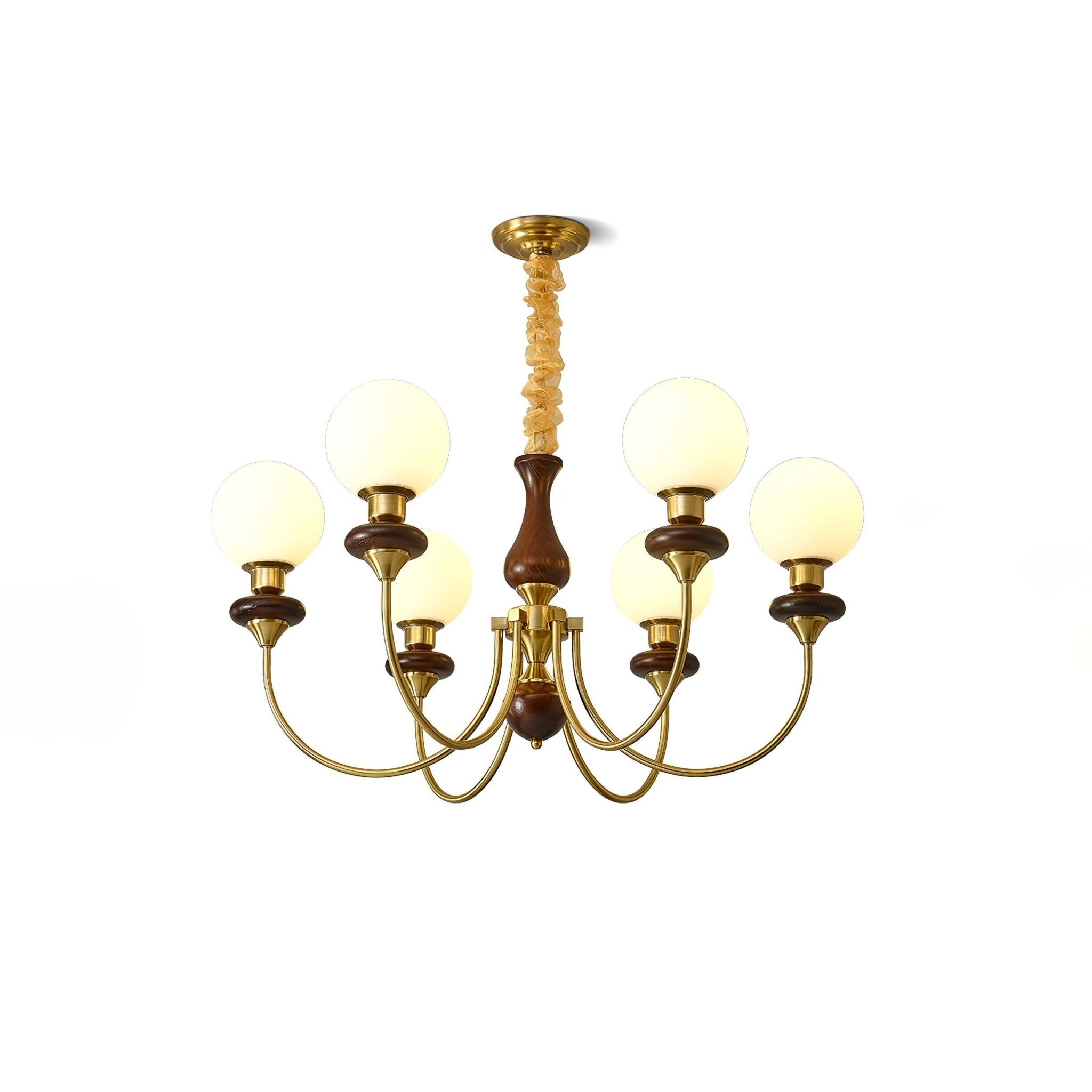 Lustra Kronleuchter Retro Messing Walnuss Glas-Letslighting