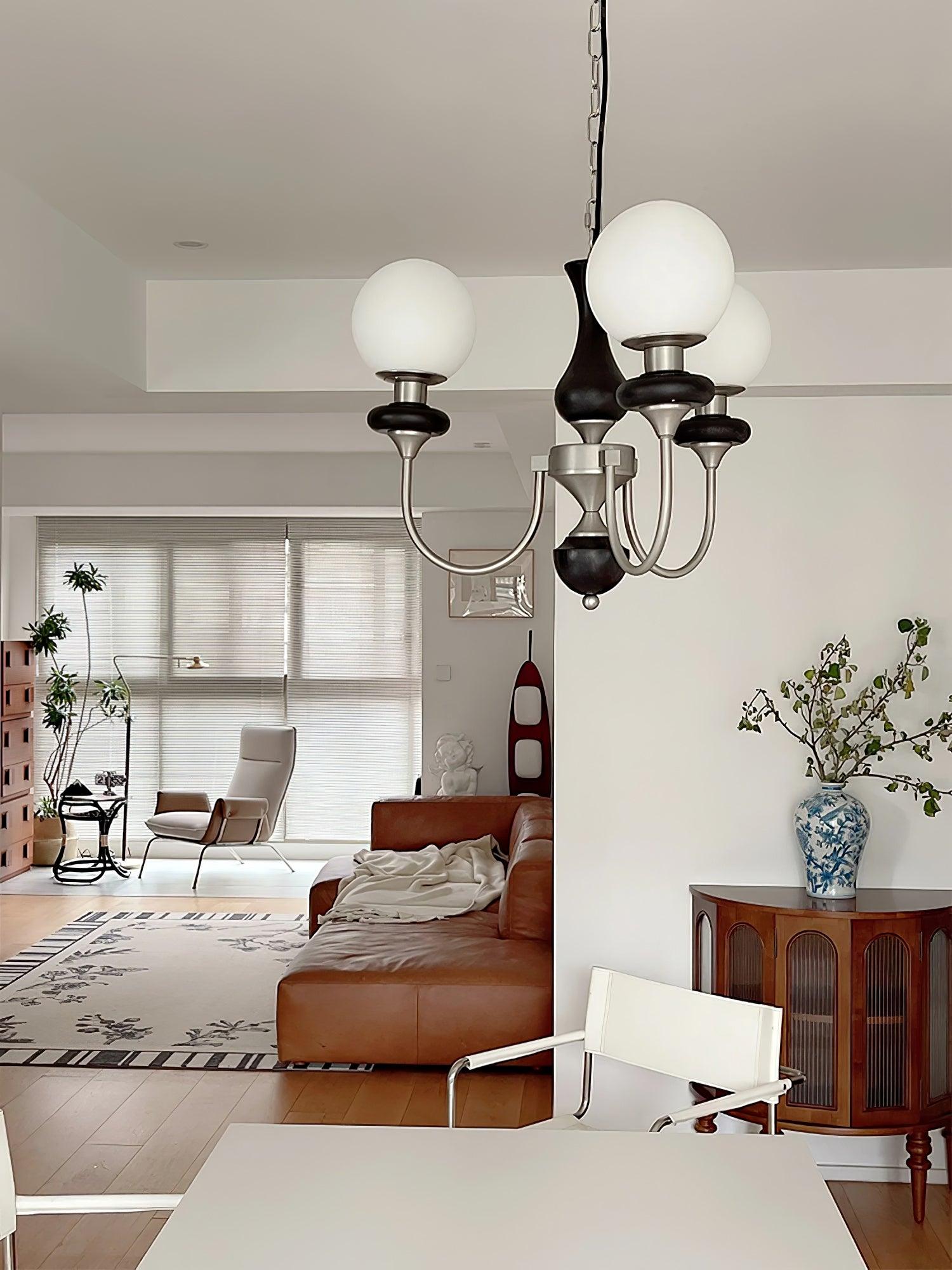 Lustra Kronleuchter Retro Messing Walnuss Glas-Letslighting