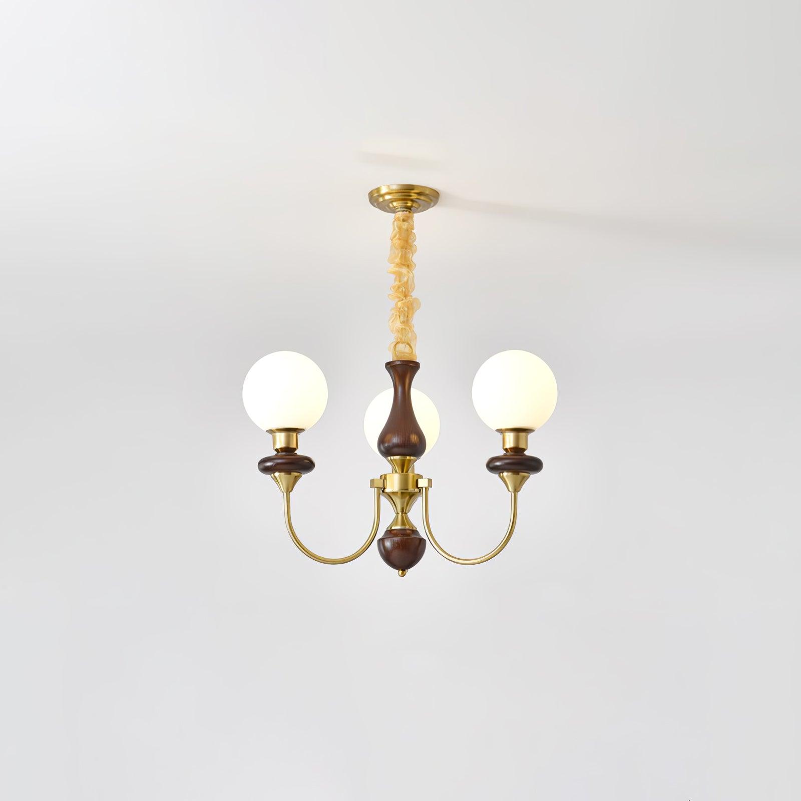 Lustra Kronleuchter Retro Messing Walnuss Glas-Letslighting