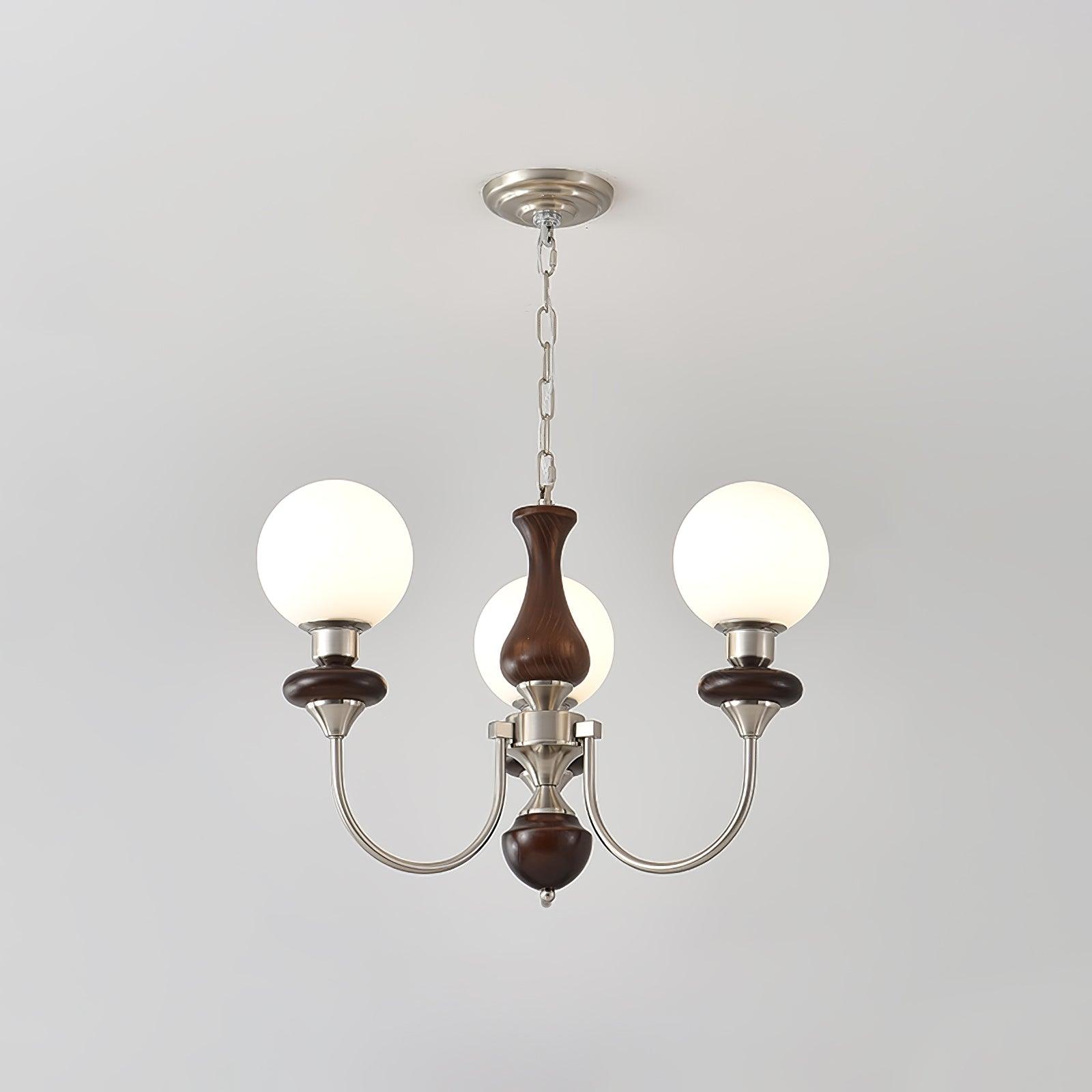 Lustra Kronleuchter Retro Messing Walnuss Glas-Letslighting