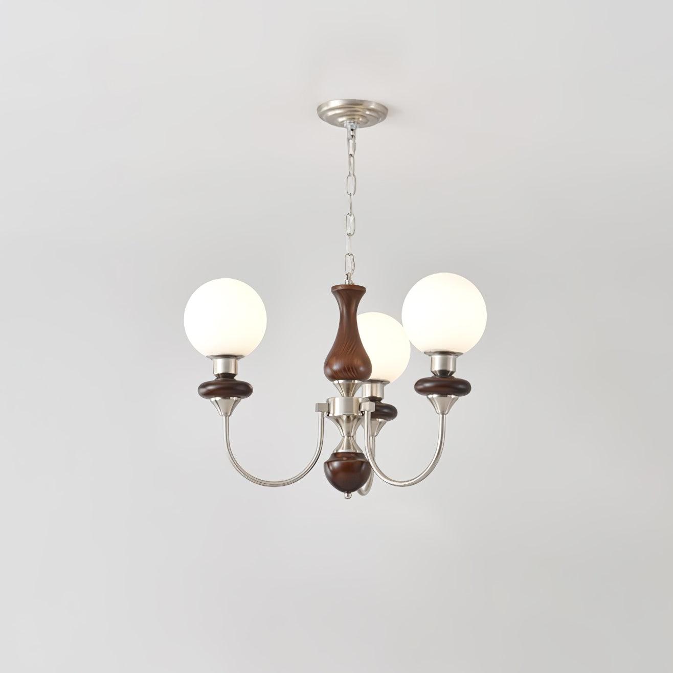 Lustra Kronleuchter Retro Messing Walnuss Glas-Letslighting