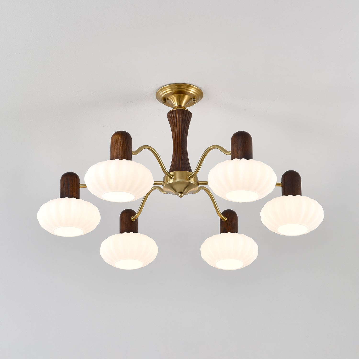 Aurora Kronleuchter Walnuss Embrace Weiß Finish-Letslighting