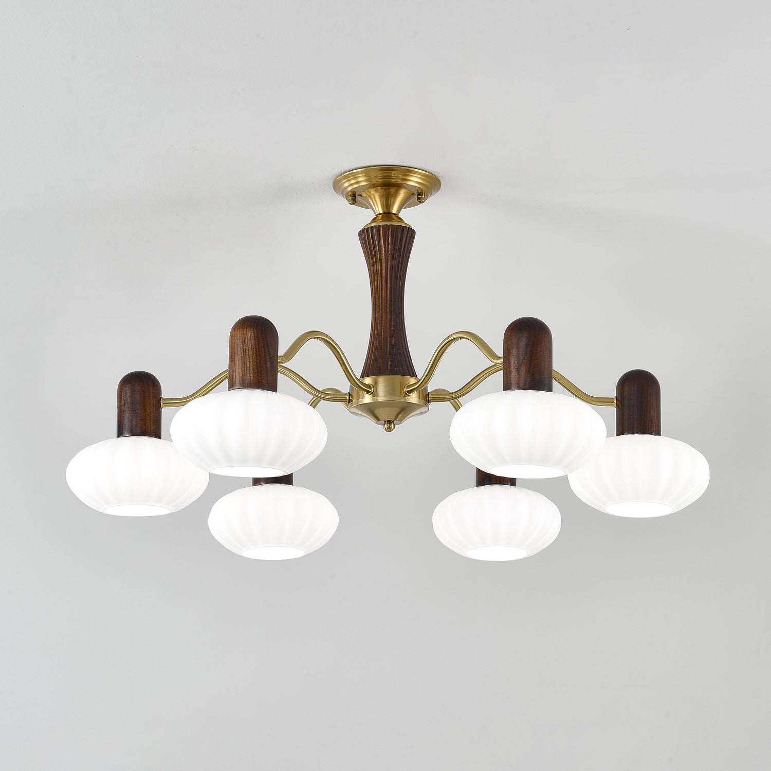 Aurora Kronleuchter Walnuss Embrace Weiß Finish-Letslighting
