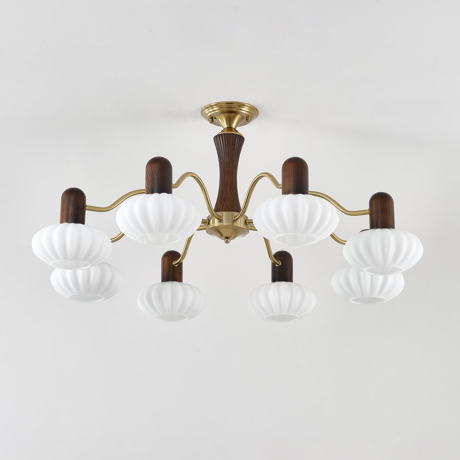 Aurora Kronleuchter Walnuss Embrace Weiß Finish-Letslighting