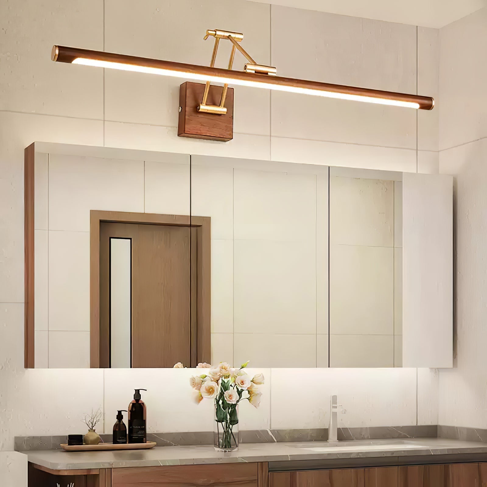 Walnut Color Linear Adjustable Wall Light - Blowlighting