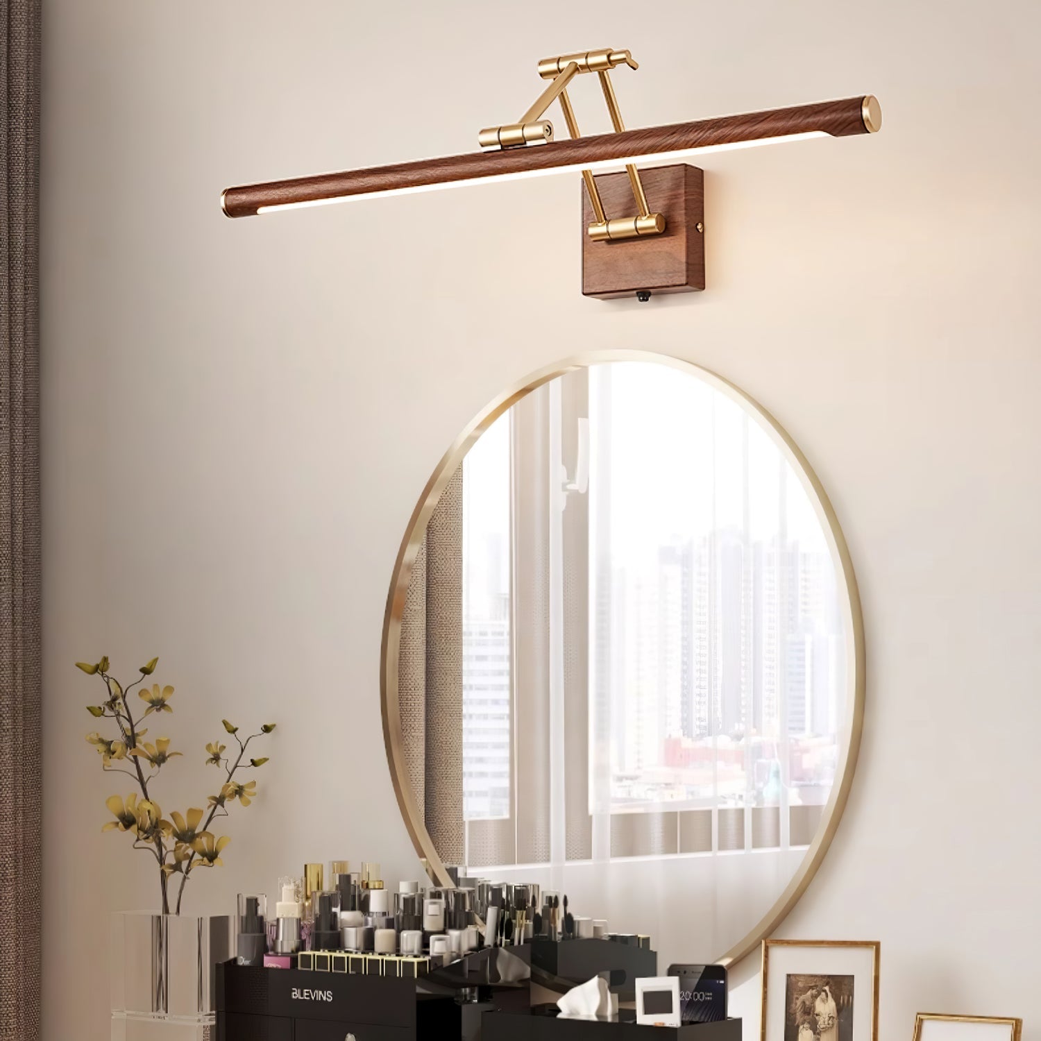 Walnut Color Linear Adjustable Wall Light - Blowlighting